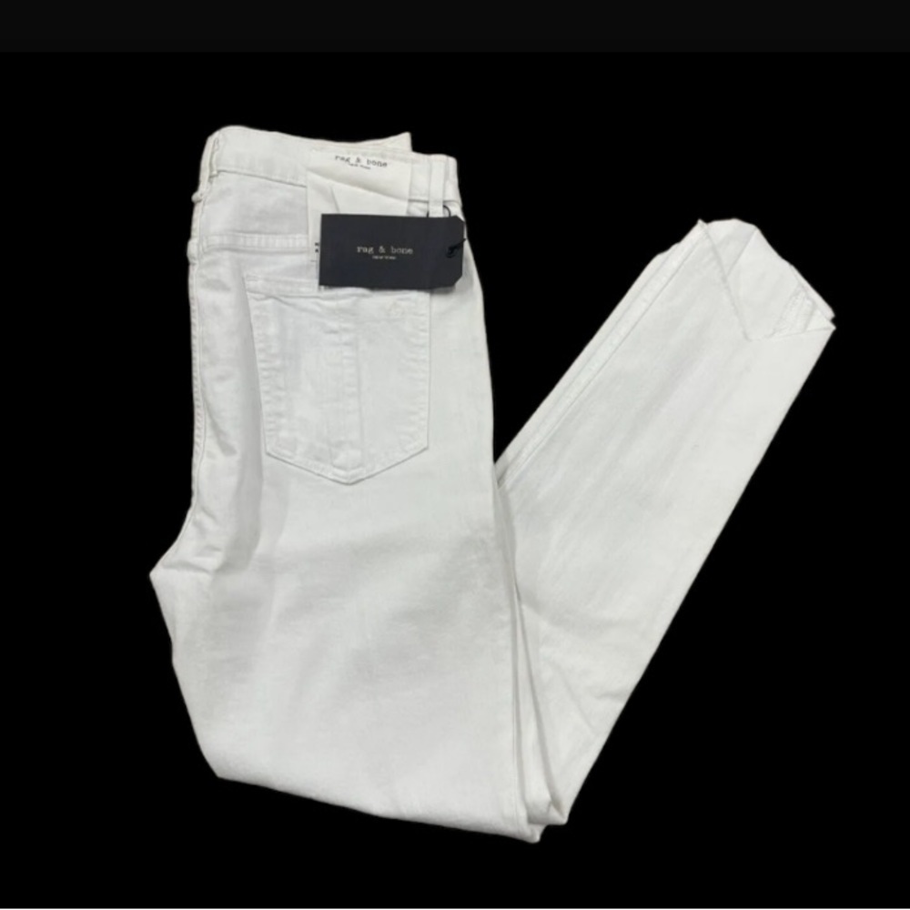 Rag & Bone White Manson High Rise Ankle Skinny Raw Hem Jeans Size 29